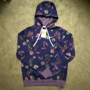 Nike Sportswear Club Hoodie Mens Sz Small Purple Fleece Floral DQ3483 Brand New